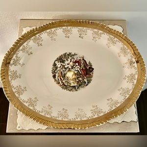 Vintage Victorian platter Vogue dinnerware 22K Gold. 13.75”